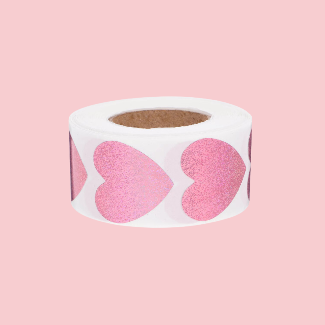UV Indoor & Outdoor Tanning Stickers 500pc Sticker Roll - Heart Shaped