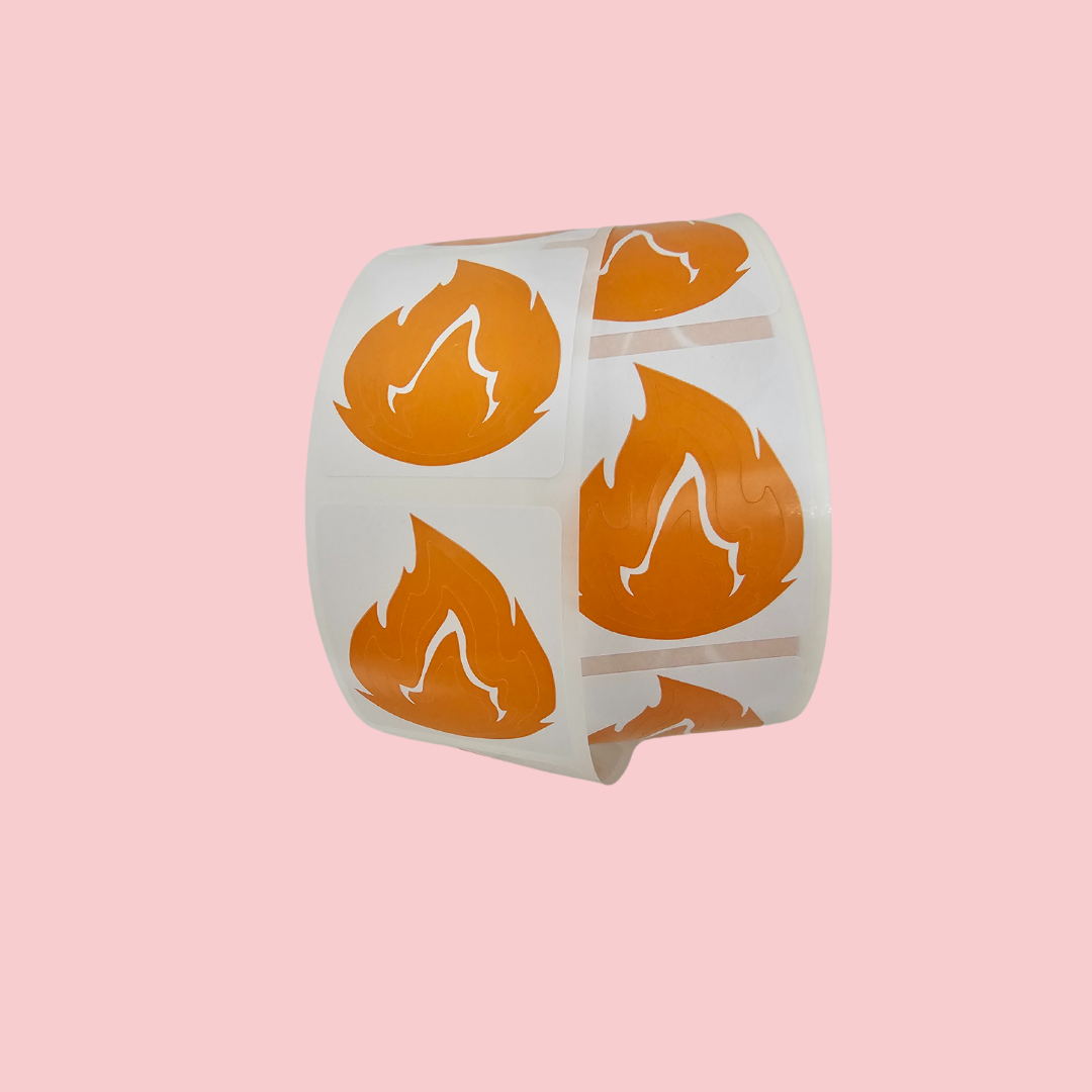 UV Indoor & Outdoor DUAL Tanning Stickers 100pc Sticker Roll - Fire Shaped