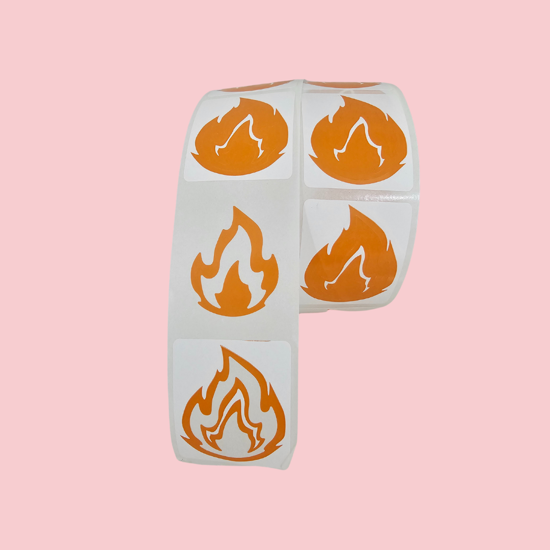 UV Indoor & Outdoor DUAL Tanning Stickers 100pc Sticker Roll - Fire Shaped
