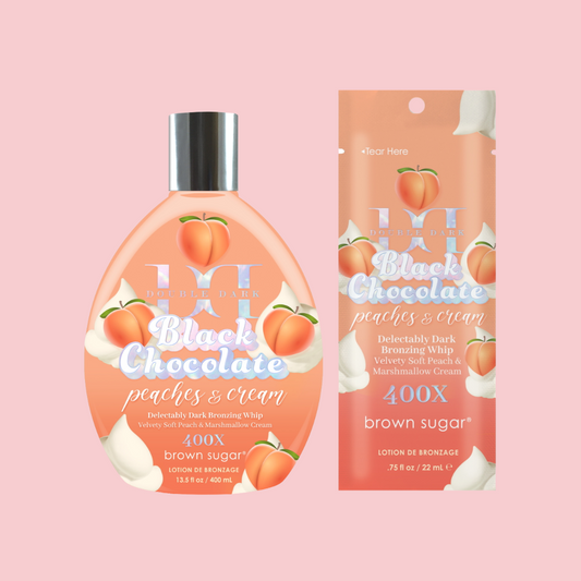 Tan Inc Double Dark Black Chocolate Peaches & Cream Indoor and Outdoor Tanning Bronzer Lotion