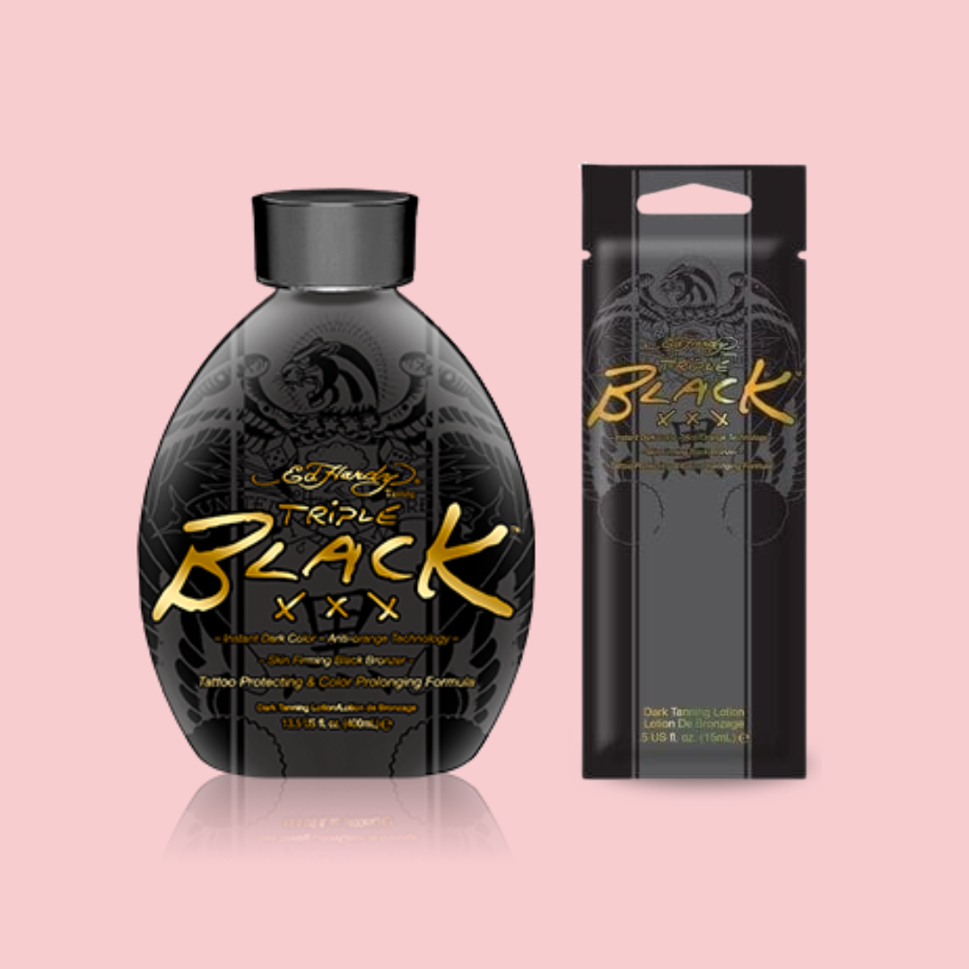 Ed Hardy Triple Black XXX Indoor Tanning Bronzer Lotion – GLOW X GO, image size:1080x1080
