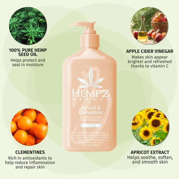 Hempz Apricot & Clementine Smoothing Herbal Body Moisturizer with Balancing Apple Cider Vinegar