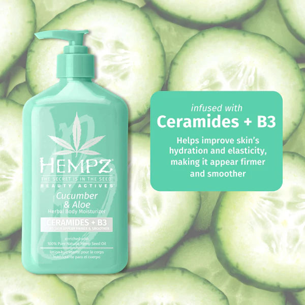 Hempz Beauty Actives Cucumber & Aloe Herbal Body Moisturiser with Ceramides + B3